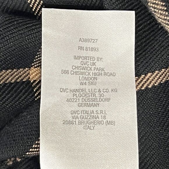 Isaac Mizrahi Live Plaid Black Tan Shacket Long Sleeve Size XL Mid Length - Picture 9 of 16